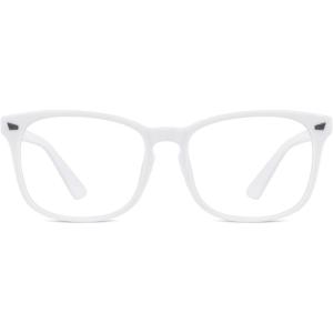 GQUEEN Lunettes de Vue Femme et Homme Transparente Vintage Grand Carré Monture Surdimensionné Fausse Mode Lunettes PE2(Blanc Mat)