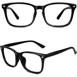 GQUEEN Lunettes de Vue Femme et Homme Transparente Vintage Grand Carré Monture Surdimensionné Fausse Mode Lunettes PE2(Noir)