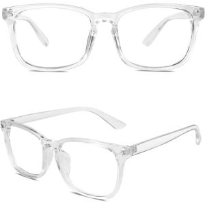 GQUEEN Lunettes de Vue Femme et Homme Transparente Vintage Grand Carré Monture Surdimensionné Fausse Mode Lunettes PE2(Transparent)