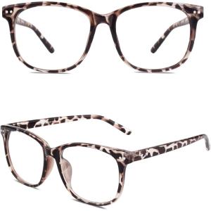 GQUEEN Lunettes de Vue Femme et Homme Transparente Vintage Mode Grand Carré Monture PE1(Tortoise)
