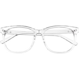 GQUEEN Lunettes de Vue Femme et Homme Transparente Vintage Mode Grand Carré Monture PE1(Transparent)