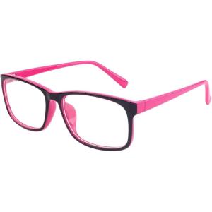 GQUEEN Montures de Lunettes Homme Femme Classique Transparente Rectangulaire Vintage Cadre Fausse Lunettes UV400(Noir Rose)