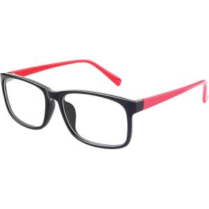 GQUEEN Montures de Lunettes Homme Femme Classique Transparente Rectangulaire Vintage Cadre Fausse Lunettes UV400(Noir Rouge)