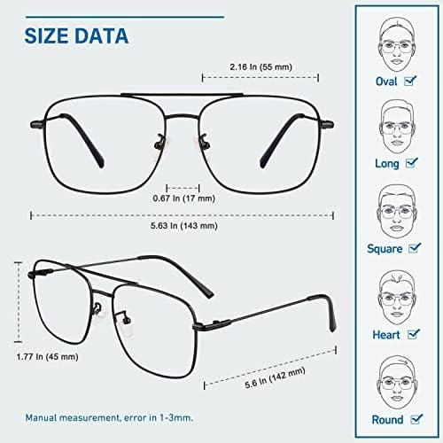 imageGQUEEN Lunettes de Vue Femme et Homme Rtro Pilote Style Mode Mtal Monture Fausse Lunettes UV4001 Noir