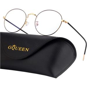GQUEEN Lumière Ronde Bleue Blocage Ordinateur Lunettes anti Fatigue des Yeux avec Lentille Transparente GQ129